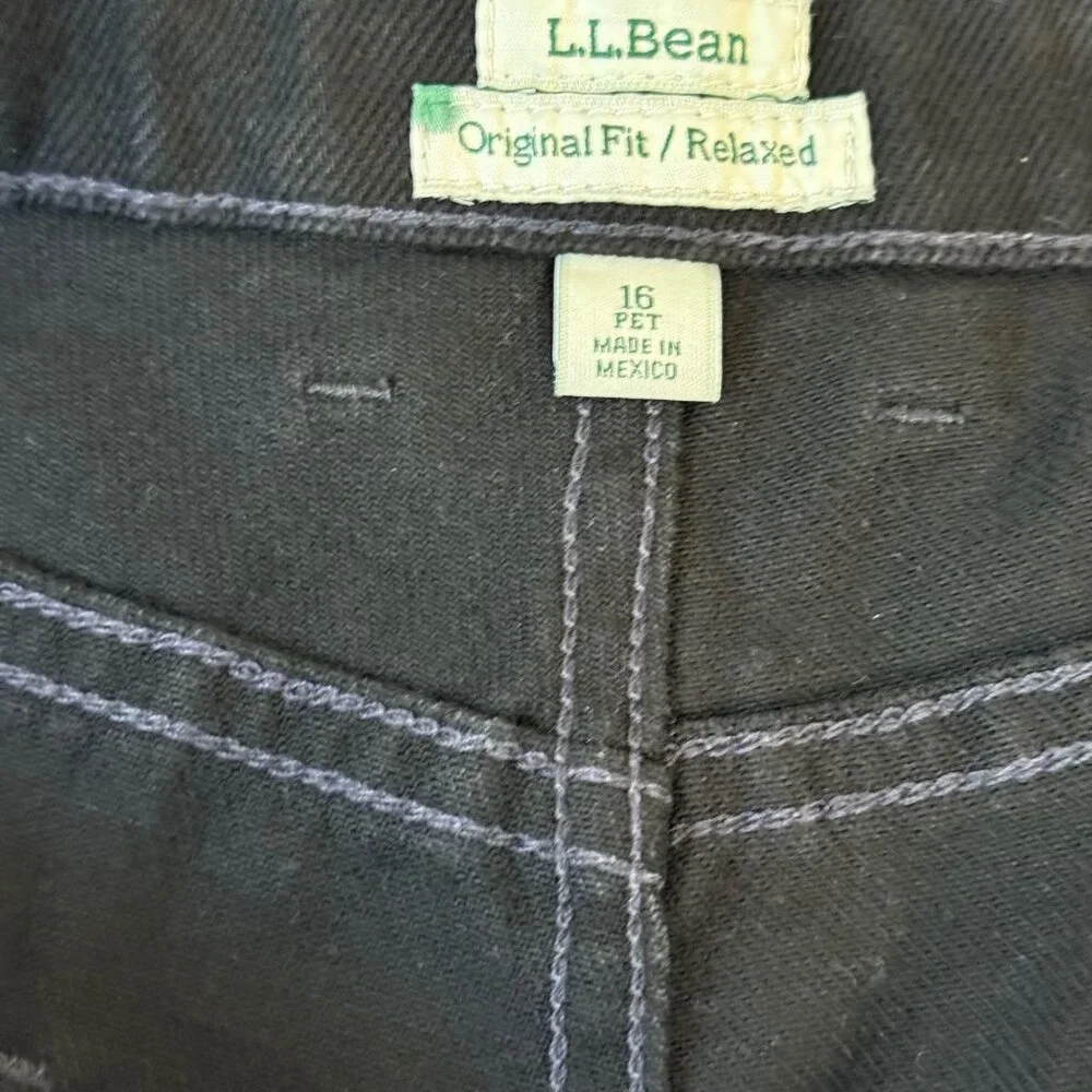 LL‎ Bean Jeans Womens 16 Petite Black Original Fit Relaxed 100% Cotton High Rise - Picture 10 of 16